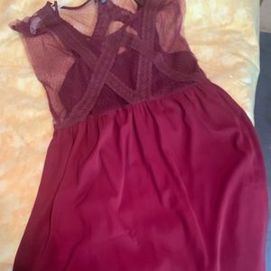 AE lace overlay burgundy dress